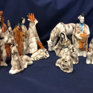 New Gina Arrighetti Clay Horse Hair Nativity Set