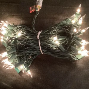 Best Sale A Christmas Clear White Incandescent 50 Light Set, Green Wire