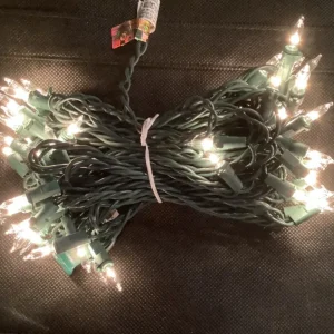 Flash Sale A Christmas Clear White Incandescent 100 Light Set, Green Wire