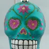 Clearance KSA Day Of The Dead Glass Skull -Turquoise
