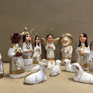 Fashion A Christmas Mexican Clay Nativity - White