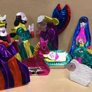 Hot A Christmas Mexican Painted Tin Nativity - Large