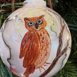 Best Gina Arrighetti Owl On Horse Hair Round Ornament